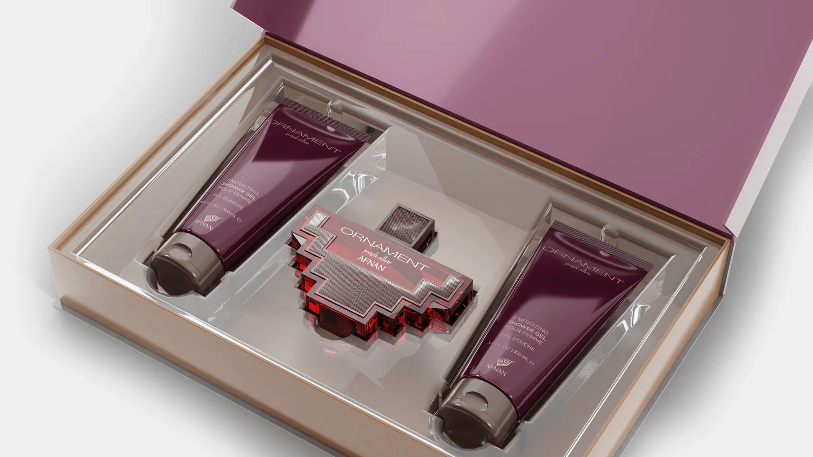 Afnan Ornament Purple Allure 3 Pcs Set: Perfume 100 ml
