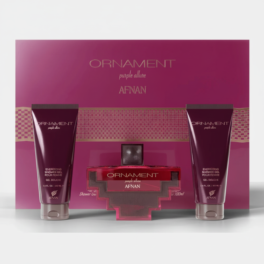 Afnan Ornament Purple Allure 3 Pcs Set: Perfume 100 ml